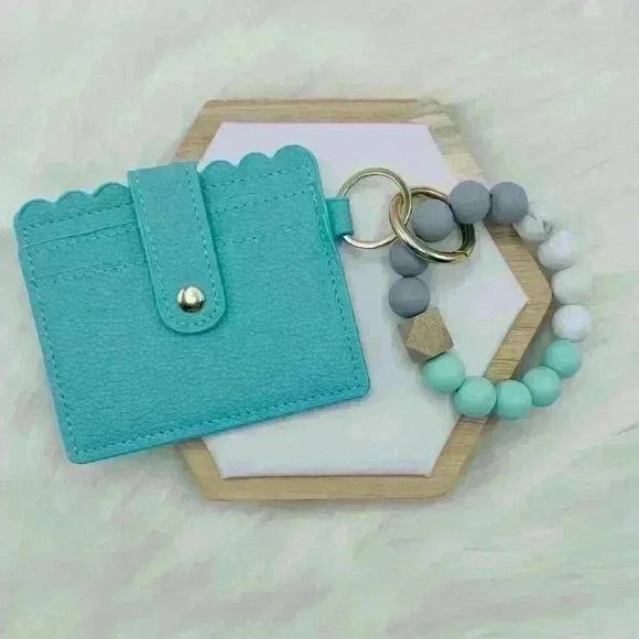Wristlet Card Wallet Bracelet in Turquoise - Picture 1 of 3